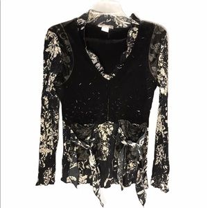 Alberto Makali Whimsigoth Long Sleeve Black Beaded Sweater M